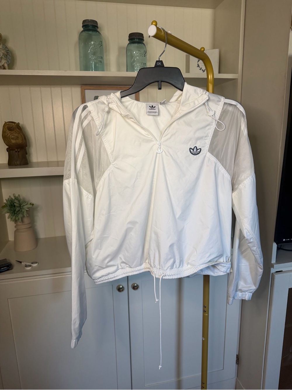 adidas White Lightweight Hooded Bomber Jacket